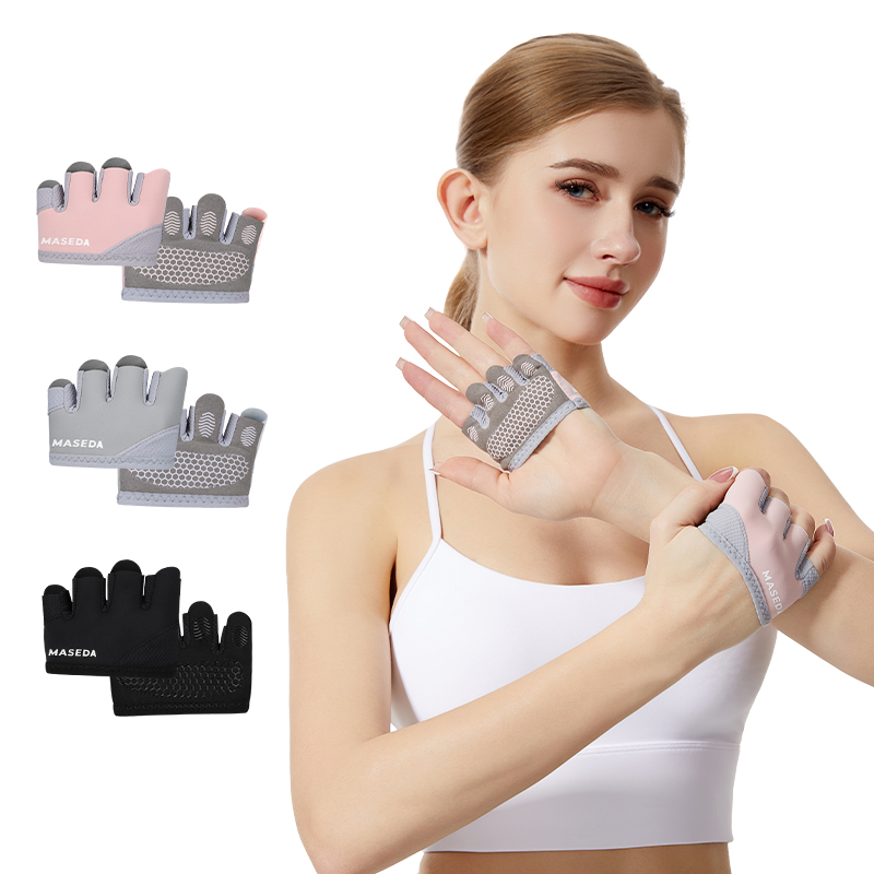 Pilates Yoga Fitness - Pair of Fitness Fingerless Gloves: Anti-Blister